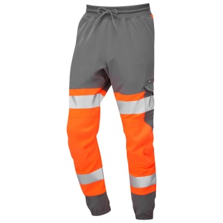 Leo Workwear JT01-O/GY-LEO Hawkridge Class 1 EcoViz Hi Viz Jogging Trouser Orange/Grey